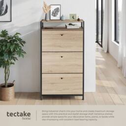 tectake Shoe Rack Braddock 61 Cm - Industrial Wood Light, Oak Sonoma in Light Oak - thumbnail 4