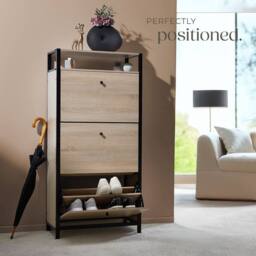 tectake Shoe Rack Braddock 61 Cm - Industrial Wood Light, Oak Sonoma in Light Oak - thumbnail 8