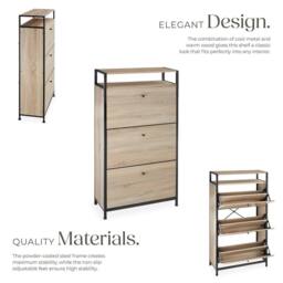 tectake Shoe Rack Braddock 61 Cm - Industrial Wood Light, Oak Sonoma in Light Oak - thumbnail 3