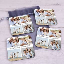 Uniqueful Personalised Four Photo Upload Set of 4 Coasters Family Gift - thumbnail 1