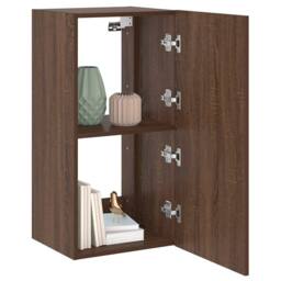 Berkfield Home TV Wall Cabinet with LED Lights Brown Oak 40.5x35x80 cm - thumbnail 5