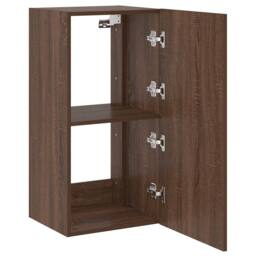 Berkfield Home TV Wall Cabinet with LED Lights Brown Oak 40.5x35x80 cm - thumbnail 7