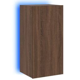 Berkfield Home TV Wall Cabinet with LED Lights Brown Oak 40.5x35x80 cm - thumbnail 3