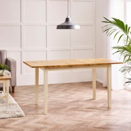 FurnitureboxUK Salcombe Extending Rectangular Wooden Table with 2 Whitby Chairs & 1 Small Bench in Cream - thumbnail 3