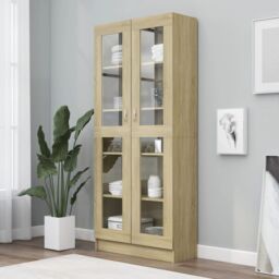 Berkfield Home Vitrine Cabinet Sonoma Oak 82.5x30.5x185.5 cm Engineered Wood in Brown