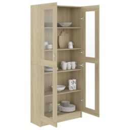 Berkfield Home Vitrine Cabinet Sonoma Oak 82.5x30.5x185.5 cm Engineered Wood in Brown - thumbnail 4
