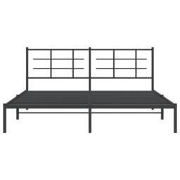 Berkfield Home Metal Bed Frame without Mattress with Headboard Black 183x213cm - Size: 183x213 cm - thumbnail 5