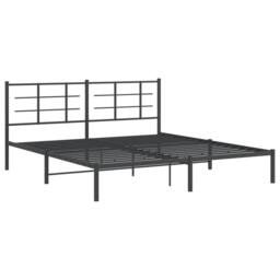 Berkfield Home Metal Bed Frame without Mattress with Headboard Black 183x213cm - Size: 183x213 cm - thumbnail 3