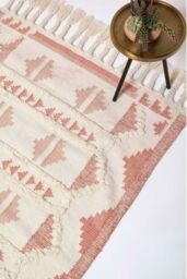 Homescapes Satara Pink Kilim Wool Rug - Size: 160 cm x 230 cm - thumbnail 1