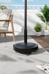H&O Direct Flower Pattern Concrete-Filled Patio Parasol Stand with Wheels in Black - thumbnail 2