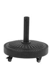 H&O Direct Flower Pattern Concrete-Filled Patio Parasol Stand with Wheels in Black - thumbnail 3