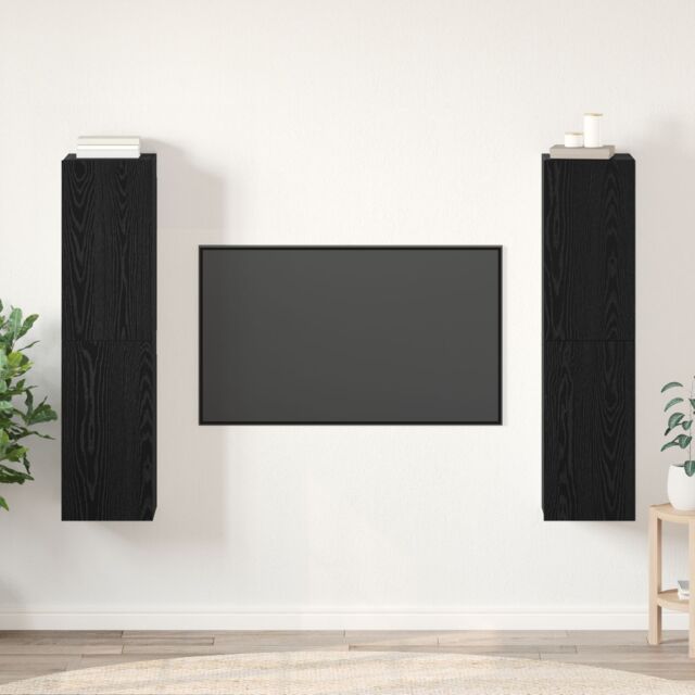 Berkfield Home TV Cabinet 4 pcs Black oak 30.5 x 30 x 60 cm Engineered wood - image 1