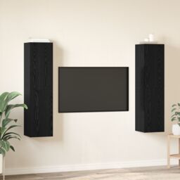 Berkfield Home TV Cabinet 4 pcs Black oak 30.5 x 30 x 60 cm Engineered wood - thumbnail 4