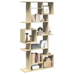 Berkfield Home Book Cabinet Sonoma Oak 92x29x188 cm Engineered Wood in Light Tan - Size: 92 x 29 x 188 cm - thumbnail 4