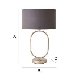 ValueLights Antonia Fabric Drum Lamp Shade Brushed Chrome Oval Table Lamp & Bulb in Charcoal - thumbnail 7