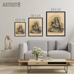 "Artery8 Gypsy & Lark Watercolour Kubincan Black Framed Canvas Wall Art Print in Beige - Size: W12"" x H16""" - thumbnail 4