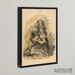 "Artery8 Gypsy & Lark Watercolour Kubincan Black Framed Canvas Wall Art Print in Beige - Size: W12"" x H16""" - thumbnail 2