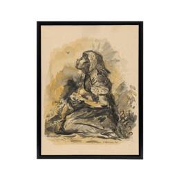 "Artery8 Gypsy & Lark Watercolour Kubincan Black Framed Canvas Wall Art Print in Beige - Size: W12"" x H16""" - thumbnail 1