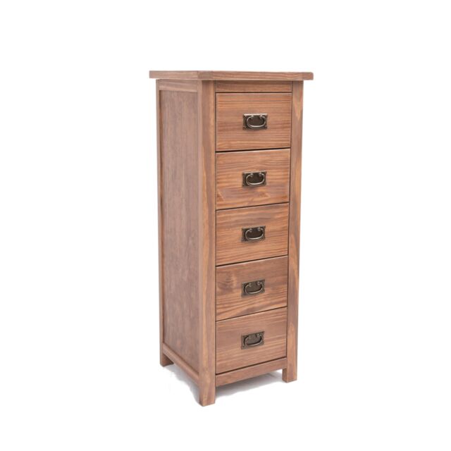 Cabinet Bits Padua 5 Drawer Narrow Chest of Drawers Bras Drop Handle in Brown - image 1