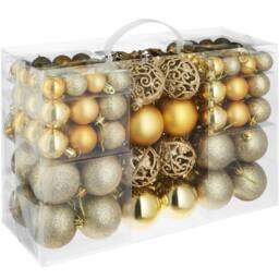 tectake Christmas Baubles - Set Of 100 In Gold, 3, 4 & 6 Cm Diameters in Gold