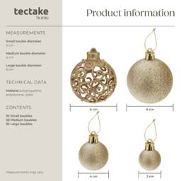 tectake Christmas Baubles - Set Of 100 In Gold, 3, 4 & 6 Cm Diameters in Gold - thumbnail 6
