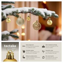 tectake Christmas Baubles - Set Of 100 In Gold, 3, 4 & 6 Cm Diameters in Gold - thumbnail 2