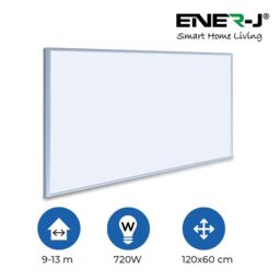 ENER-J 720W Infrared Heating Panel 120x60cm White Plug & Play - Size: 120x60 cm - thumbnail 2