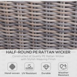 OUTSUNNY 5 Pcs PE Rattan Sofa Footstool Set Tall Glass-Top Table Aluminium Frame in Brown - thumbnail 4