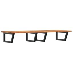 Berkfield Home Basin Shelf Wall Mounted Steel & Solid Wood Acacia in Brown - thumbnail 2