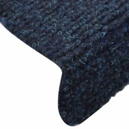 Berkfield Home Self-adhesive Stair Mats 10 pcs Navy 65x21x4 cm Needle Punch - Size: Medium - thumbnail 6