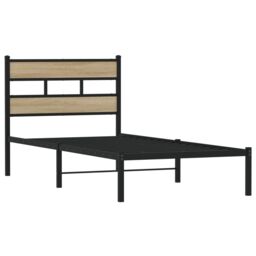 Berkfield Home Metal Bed Frame without Mattress Sonoma Oak 107x203 cm in Brown - thumbnail 3