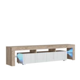 Mex Furniture LTD TV Unit Nova 200cm - Oak & White Gloss Doors & LED Lights - thumbnail 9