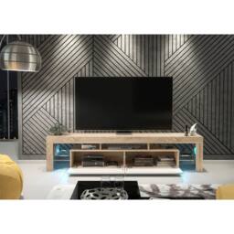 Mex Furniture LTD TV Unit Nova 200cm - Oak & White Gloss Doors & LED Lights - thumbnail 6