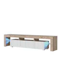 Mex Furniture LTD TV Unit Nova 200cm - Oak & White Gloss Doors & LED Lights - thumbnail 7