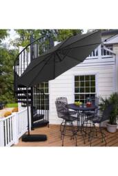 Living and Home 3M Banana Cantilever Patio Parasol for Outdoor Sunshade and Rain with Fillable Base on Wheels in Black - thumbnail 1