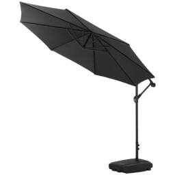 Living and Home 3M Banana Cantilever Patio Parasol for Outdoor Sunshade and Rain with Fillable Base on Wheels in Black - thumbnail 8