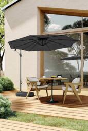 Living and Home 3M Banana Cantilever Patio Parasol for Outdoor Sunshade and Rain with Fillable Base on Wheels in Black - thumbnail 3
