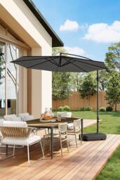 Living and Home 3M Banana Cantilever Patio Parasol for Outdoor Sunshade and Rain with Fillable Base on Wheels in Black - thumbnail 2