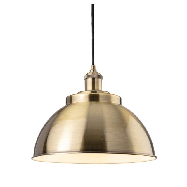 Netlighting Genoa Industrial Dome Pendant Light Antique Brass in Gold