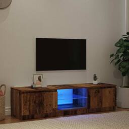 Berkfield Home TV Cabinet with LED Lights Old Wood 140x40x35.5 cm Engineered Wood in Brown - thumbnail 1