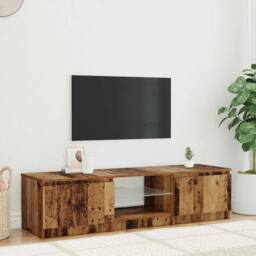 Berkfield Home TV Cabinet with LED Lights Old Wood 140x40x35.5 cm Engineered Wood in Brown - thumbnail 2