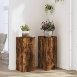 Berkfield Home Plant Stands 2 pcs Smoked Oak 30x30x70 cm Engineered wood in Brown - Size: 30 x 30 x 70 cm - thumbnail 2