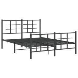 Berkfield Home Metal Bed Frame without Mattress with Footboard Black 135x190cm - Size: 135x190 cm - thumbnail 3