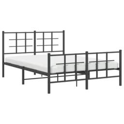Berkfield Home Metal Bed Frame without Mattress with Footboard Black 135x190cm - Size: 135x190 cm - thumbnail 4