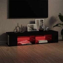 Berkfield Home TV Cabinet with LED Lights Black 135x39x30 cm - Size: 135 x 39 x 30 cm - thumbnail 5