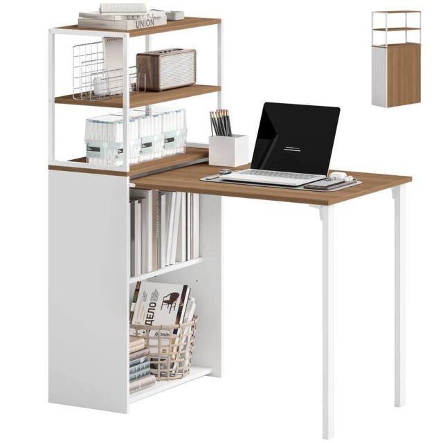 HOMCOM Foldable Computer Desk, Home Office Desk for Small Spaces, Natural - image 1