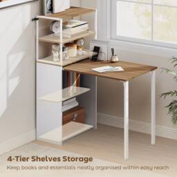 HOMCOM Foldable Computer Desk, Home Office Desk for Small Spaces, Natural - thumbnail 5