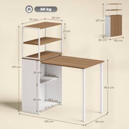 HOMCOM Foldable Computer Desk, Home Office Desk for Small Spaces, Natural - thumbnail 3