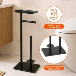 Kelvenix Toilet Paper Holder With Top Shelf Freestanding in Black - Size: 180 cm width x 180 cm drop - thumbnail 4