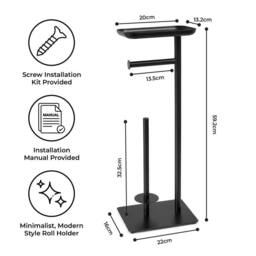 Kelvenix Toilet Paper Holder With Top Shelf Freestanding in Black - Size: 180 cm width x 180 cm drop - thumbnail 2